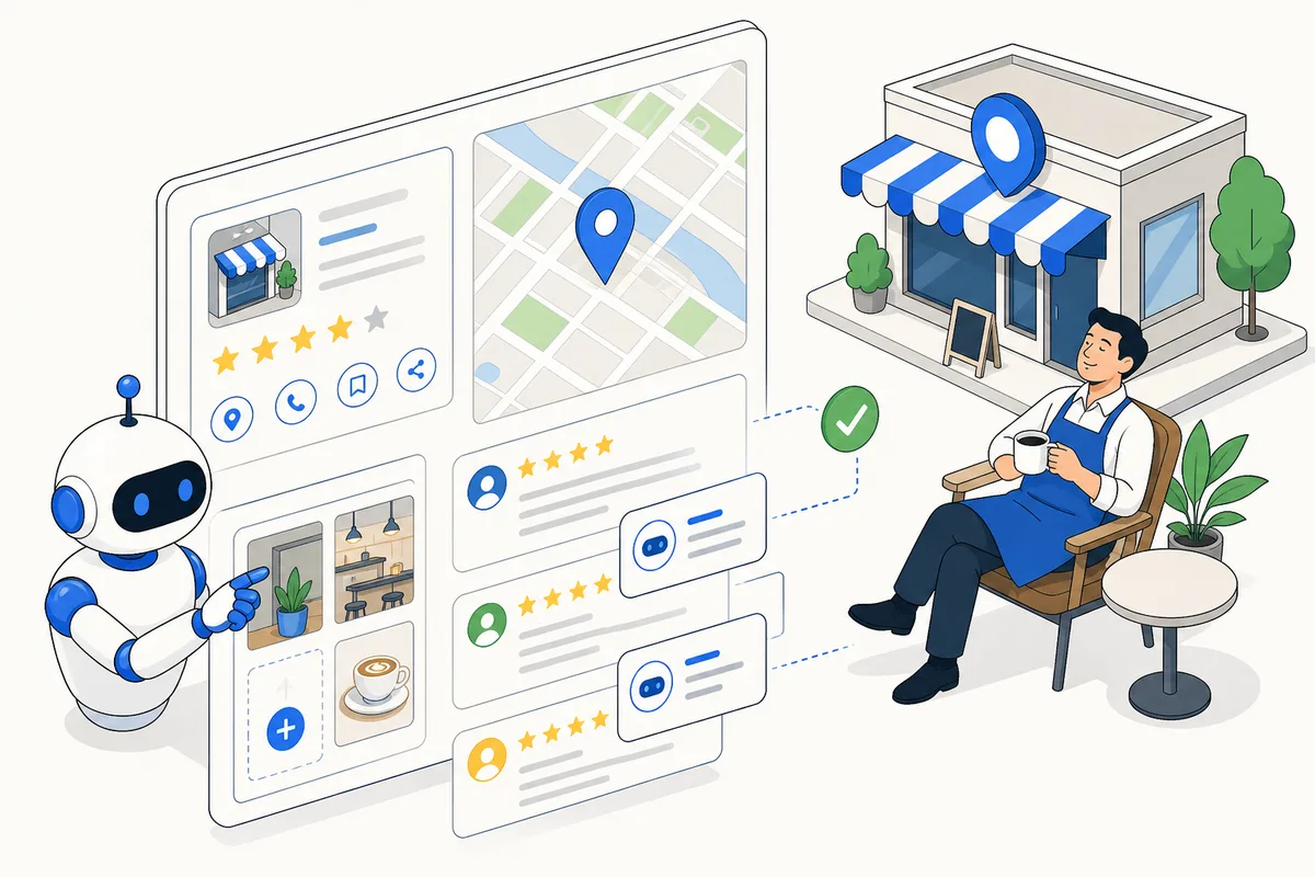 Googleマップ AI自動集客システムのイメージイラスト